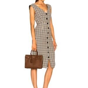 NWT Veronica Beard Lark Dress Size 8 Plaid Check Midi Dress Knee Length $550